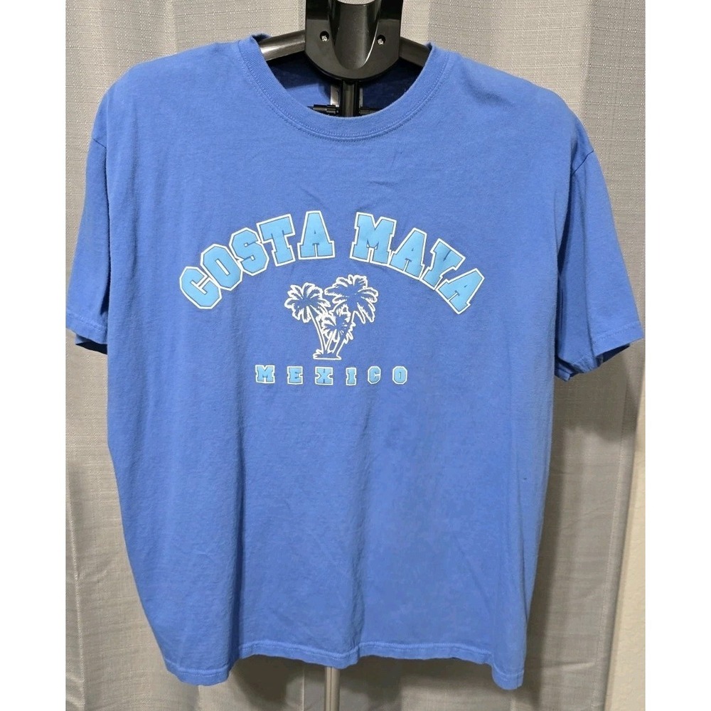 Yazbek Men's XL Short-Sleeve Blue T-shirt Crew Neck Costa Maya Mexico